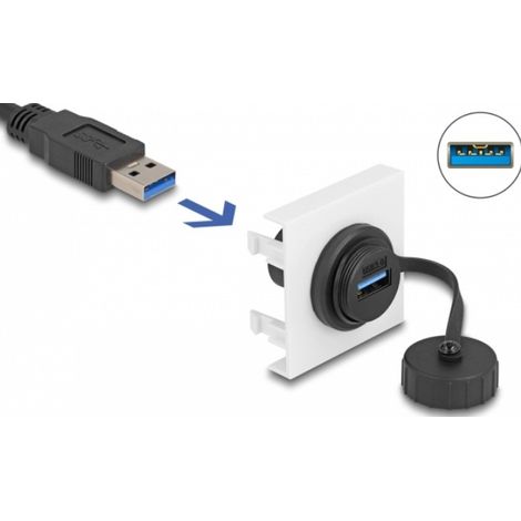 DELOCK MODULE EASY 45 SUPERSPEED USB 5 GBPS (USB 3.2 GEN 1) USB TYPE-A FEMELLE, 45 X 45 MM (81410)