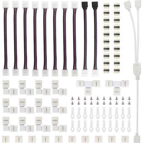 Set mit 95 Steckverbindern für RGB 5050 LED-Streifen mit T- und L-Jumpern, Verbindungs- und Verbindungswerkzeug für LED-Streifen. (1/5)