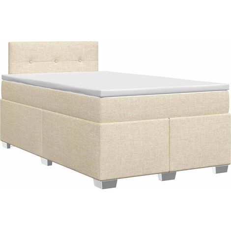 Letto box spring con materasso Crema 120 x 190 cm Tessuto vidaXL (1/5)