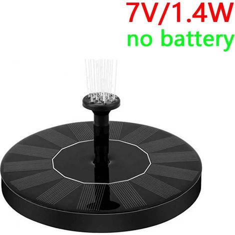 Fontaine solaire flottante (7 V, 1,4 W, sans pile) avec buse rotative (1,4/2,5/3,5/4/6 W) pour bassin, étang et piscine. Pompe solaire flottante. (1/5)