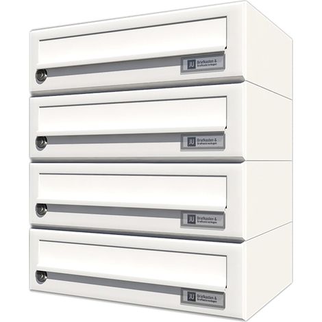 JU Hausbrieffachanlage 4-teilig, 375 x 440 x 280 mm, Stahl weiß RAL 9016