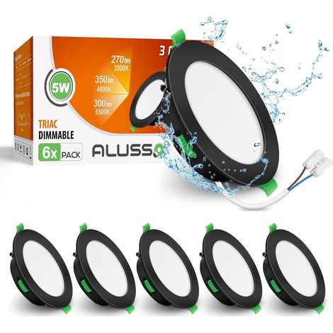 Spot LED Encastrable Extra Plat, 4W 310LM Dimmable IP44 Spot Etanche Salle de bain, Blanc Chaud 3000K Blanc Neutre 4000K Blanc Froid 6500K, Trou Φ55-68mm, AC220-240V, Lot de 6