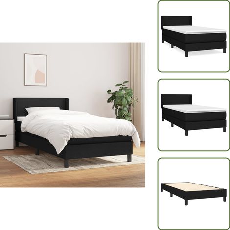 Cama de muelles ensacados - vidaXL Cama box spring con colchón tela negro 90x190 cm - Cama de espaldas
