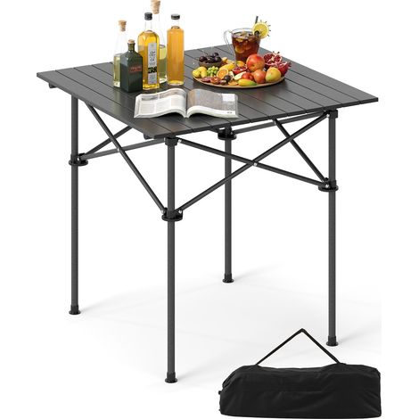 COSTWAY Portable Collapsible Outdoor Table with Metal Legs for Picnic Hiking Black (1/5)