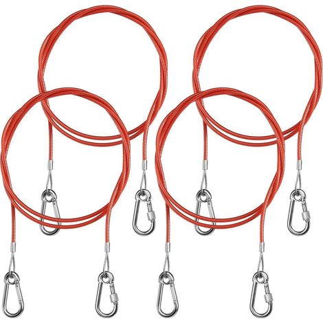 Câble de sécurité pour remorque freinée, lot de 4, 1m, rouge (1/5)