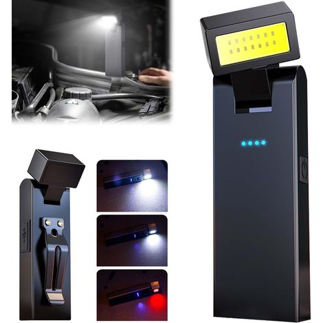 Lampe de poche LED, petite lampe de travail COB avec pied magnétique et clip à boucle pour camping, entretien, urgence et avertissements de sécurité (1/5)