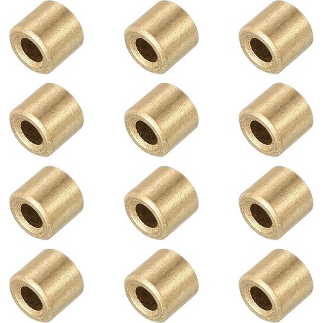 Smooth Sockets, Bore 3mm x Outer Diameter 6mm x Length 5mm Self-Lubricating Cast Brass for Sliding Movements Machine Parts (Gold Tone, Pack of 12) (1/5)