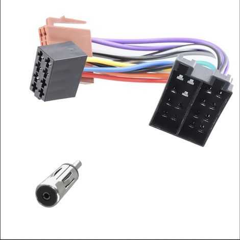 adaptateur d'autoradio avec antenne DIN, fiche ISO 16 broches vers prise ISO femelle, rallonge avec pince 45, adaptateur radio enfichable (1/5)