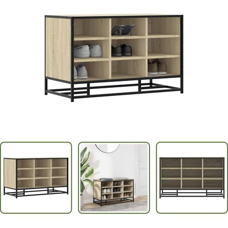 Holzschuhbank - Schuhbank Sonoma-Eiche 84x40x53,5 cm Holzwerkstoff und Metall (1/5)