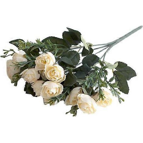 1 bouquet de roses artificielles écologiques en plastique anti-décoloration, idéal pour une décoration de mariage.blanc (1/5)