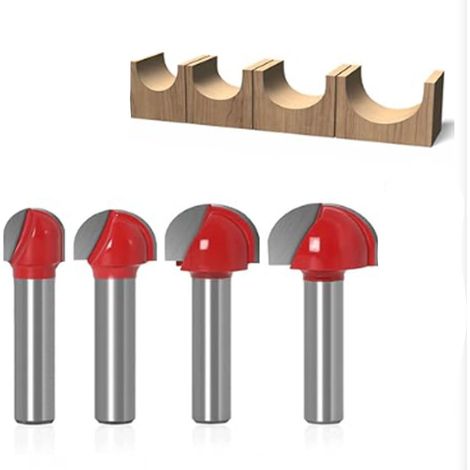 4 Stück Rundboden Nutenfräser 8mm Schaft 16/22/25/32mm, Hartmetall Radiusfräser für Fräsmaschine