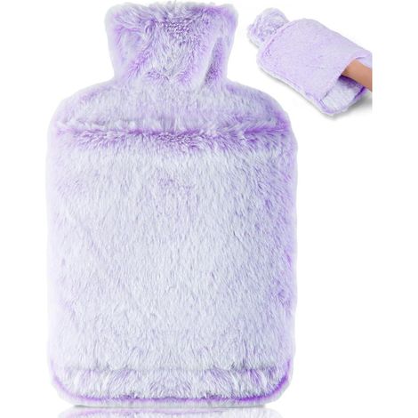 Wärmflasche 2L Auslaufsicher Naturkautschuk Kängurutasche Violett (1/5)
