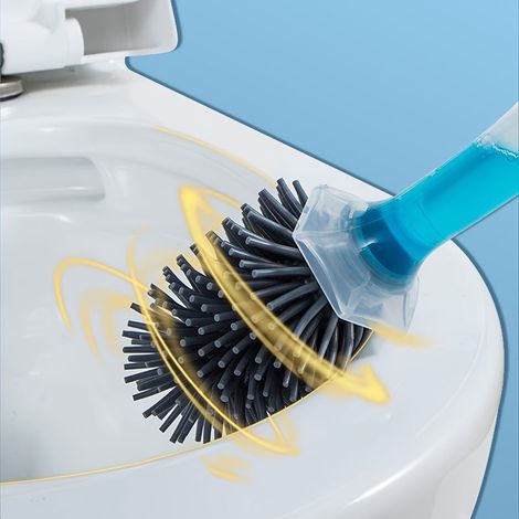 Brosse WC murale à long manche — Poils flexibles, nettoyage en profondeur (sans zones inaccessibles), installation sans perçage (1/5)