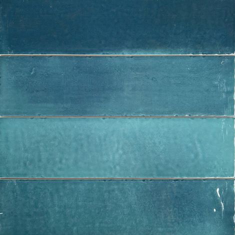 Premium glänzende Wandfliese Alcanar Blue 7,5x30 cm – Blau – Handwerkliche Optik