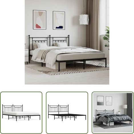 Metallbett - Bettgestell mit Kopfteil Metall Schwarz 160x200 cm (1/5)