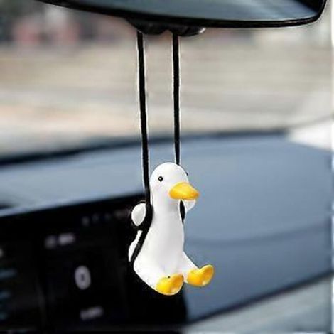 Lot de 1 pendentif canard balançoire mignon pour voiture, décoration de rétroviseur intérieur en forme de canard volant mignon, accessoires de décoration pour voiture (1/5)