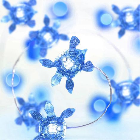 Lichterkette mit Meeresschildkrötenmotiv, sommerliches Ozean-Thema, zauberhafte Girlande in Form von Meerestieren, 3 m, 20 batteriebetriebene LEDs (1/5)