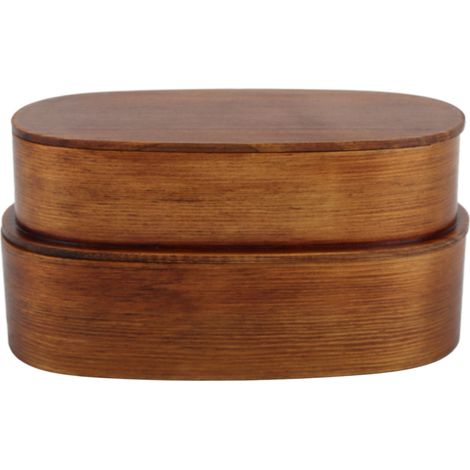 Boîte à lunch japonaise en bois, style japonais, idéale pour les étudiants et les travailleurs (19 x 10 x 9,5 cm), peinte. (1/5)