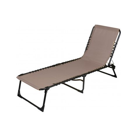 Lot de 2 bains de soleil en textilène taupe et métal (1/3)