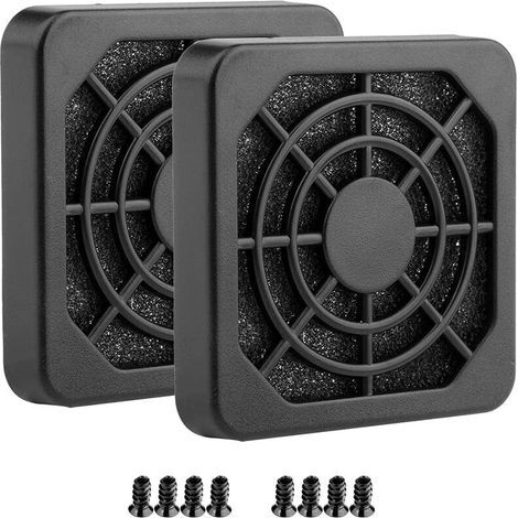 Cache de fenteavec vis et couvercle de ventilateur avec filtre à poussière ultra fin (2 boîtes de filtration 40 x 40 mm, noir) (1/4)