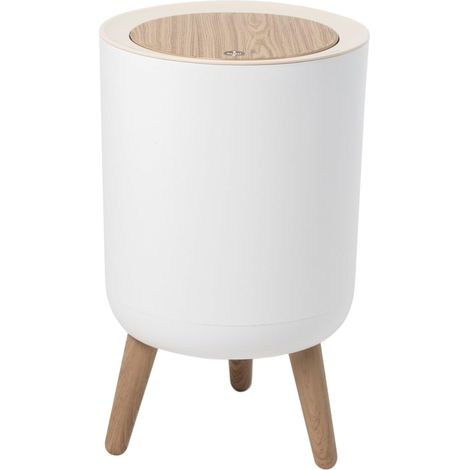 1 poubelle sur pied, touch 7l, ouverture pression, anti-odeurs, bois, salle de bain, cuisine, bureau