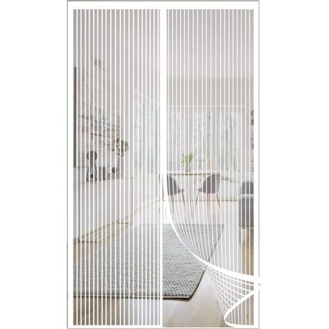 Moustiquaire magnétique pour porte avec fermeture automatique et aimants intégrés, 120 x 220 cm, couleur blanche (1/5)