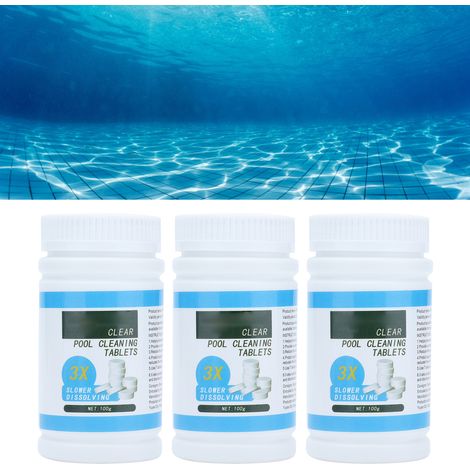 3 flacons/vente de comprimés de chlore pour piscine, comprimés effervescents, comprimés nettoyants multifonctionnels pour le bain et la qualité de l'eau, comprimés de chlore pour la purification de l' (1/5)