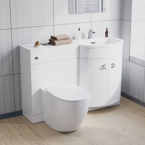 Dane 1100 mm Right Hand Side Sink White Combination Vanity Unit With Rimless Toilet (1/5)
