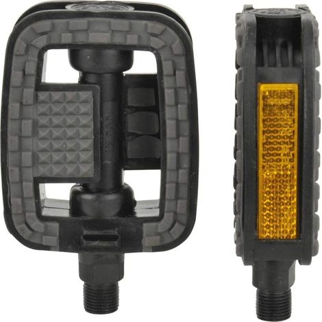 APEX Pédales avec Bandes antidérapantes et réflecteurs, compatibles avec Tous Les Types de vélo, Noir (1/5)