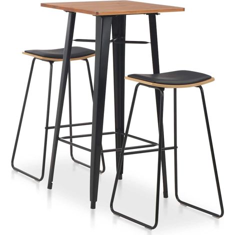 vidaXL Conjunto de mesa alta y taburetes 3 piezas acero negro (1/5)