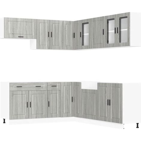 Maison Exclusive - Set Mobili da Cucina 11 pz Porto Grigio Sonoma in Truciolato