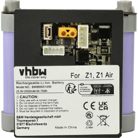 vhbw Battery compatible with Roidmi Z1 Air XCQ15RM, XCQ05RM Vacuum Cleaner (2500mAh, 25.9 V, Li-ion)