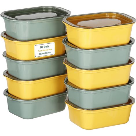 Boîte Plastique Alimentaire 10Pcs – 500ml Boite Hermétique Alimentaire en PP Sans BPA, Boîtes Alimentaires Empilables pour Congélation, Micro-Ondes (1/5)