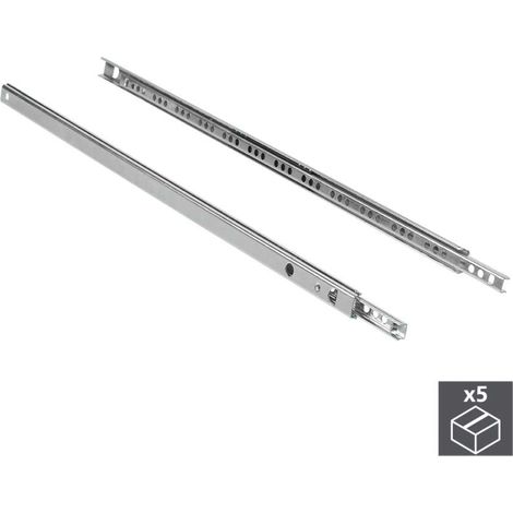 Emuca 3009505 Set di 5 paia (10 pz) guide/binari con cuscinetti a sfere ad estrazione parziale 17mm x 182mm per cassetto