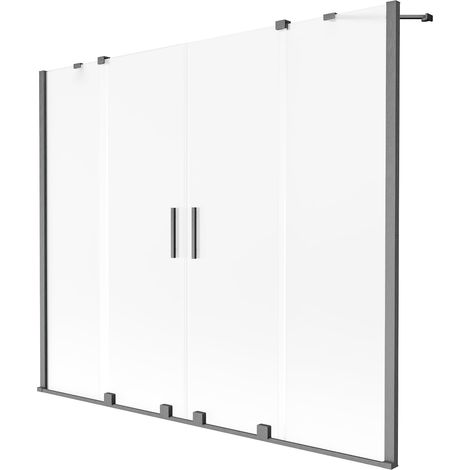 Mexen Velar Duo paravento da doccia a 2 pannelli scorrevoli 170 x 150 cm, satinato, grigio canna di fucile spazzolato (1/2)