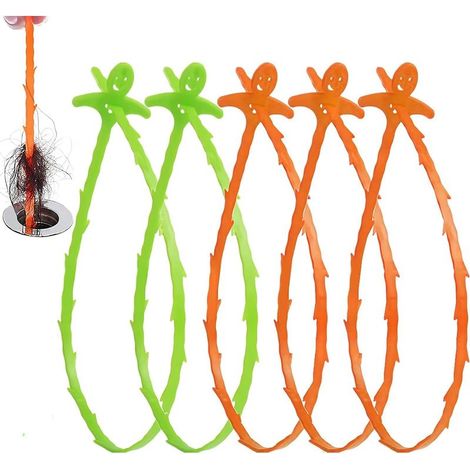 Outil de déboucheur d'évier, paquet de 5 serpents d'évier de 20 pouces, serpent à cheveux en plastique, épilateur de canalisation pour égouts, cuisine, évier de salle de bain (1/5)