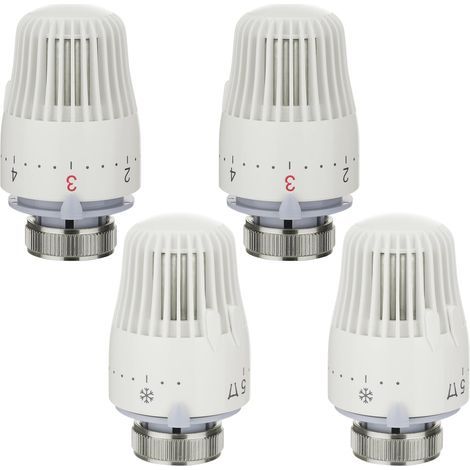 Tete Thermostatique Radiateur 1 à 5 Fonctions de Réglage, Robinet Thermostatique Radiateur avec Protection Contre Le Gel, pour Le Bureau et La Maison, M30 x 1,5, Blanc (1/5)