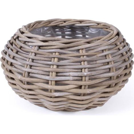 Cesto giunco grigio rotondo, Ø40/25x22 cm