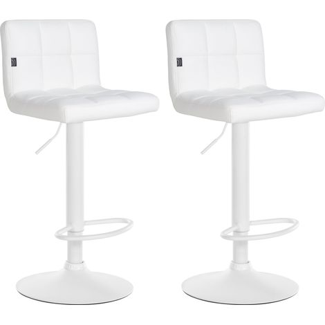 Set di 2 sgabelli da bar in PVC bianco con cuciture decorative e gambe in metallo bianco 100005988