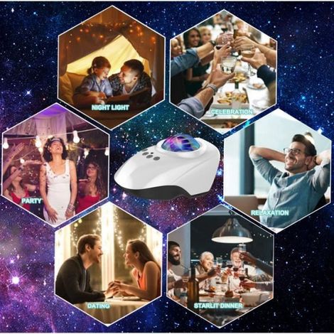 Lampe Projecteur LED,Lampe de projection sans bruit Bluetooth, avec ligne USB veilleuse blanche décoration de la chambre veilleuse (1/4)