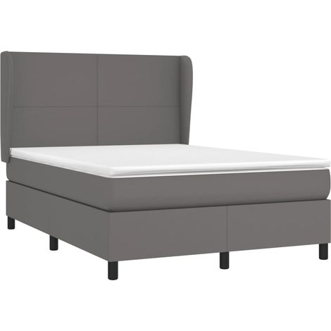 Sommier à lattes de lit avec matelas Gris 140x200 cm Similicuir vidaXL (1/5)