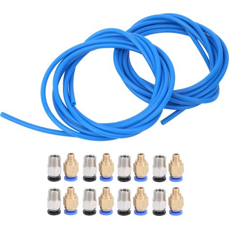 Zubehör für den 3D-Drucker: 2 blaue PTFE-Schläuche, 8 M10- und 8 M6-Pneumatikverbinder (1/5)