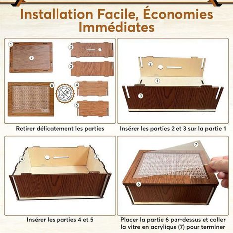 Tirelire Japonaise - Vitre Acrylique - Bois Naturel - Compteur Économie Jusqu'à 5000 € - Pour Adultes - 1 Pièce (1/5)