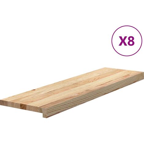 Marches d'escalier 8 pcs non traité 90x30x2cm bois chêne massif (1/5)