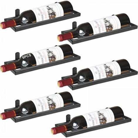 Bouteille de Vin Murale en Fer, Organisateur De Casier à Vin Suspendu en Métal, Wall Mounted Iron Wine Rack, Appliquer Au Support de Stockage pour Cave à Vin Decoration Murale au Salon (Noire 6) (1/5)