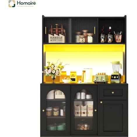 Sideboard schwarz 120 x 35 x 167 cm MDF Stauraum HOMAIRE (1/5)