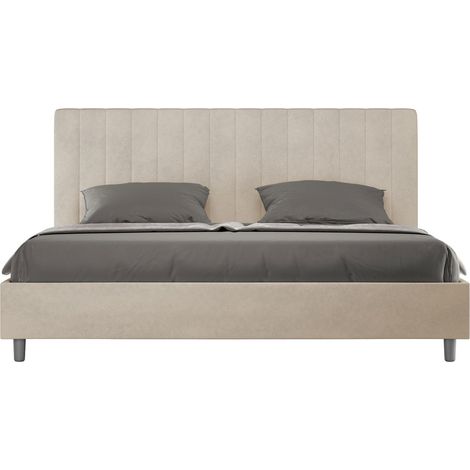 Letto matrimoniale king size contenitore imbottito 200x200 microfibra sabbia Agueda