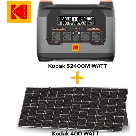 Kit Station d'Énergie Portable - KODAK - S2400 - Batterie 2047Wh - Panneau Solaire 400W - Micro-onduleur 800W