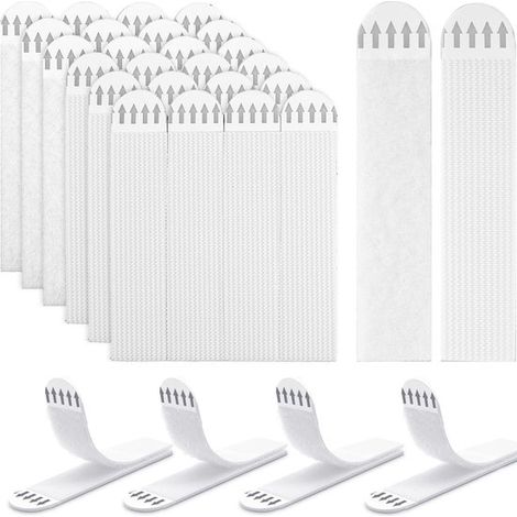 Velcro auto-adhésif double face - 48 paires de bandes adhésives pour accrocher des photos - Bande adhésive résistante - Large bande adhésive étroite - N'abîme pas les supports muraux - Pour accrocher (1/5)