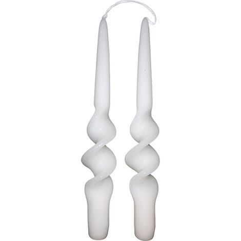 Set 2 candele spirale bianco centrotavola di natale in cera H 23 decorazioni addobbi natalizi tavola ondulata (1/2)